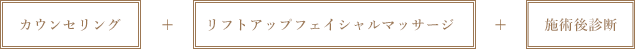 カウンセリング+リフトアップフェイシャルマッサージ+施術後診断