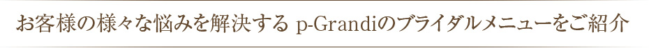 お客様の様々な悩みを解決するp-Grandiのブライダルメニューをご紹介